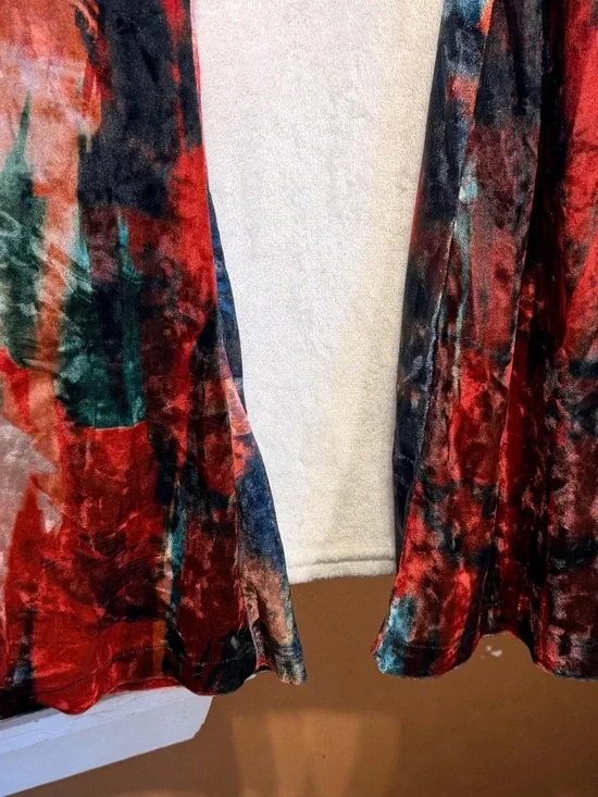 Free People Rendal Multicolor Velvet Flare Pants - Red, Blue, Green - Picture 12 of 14